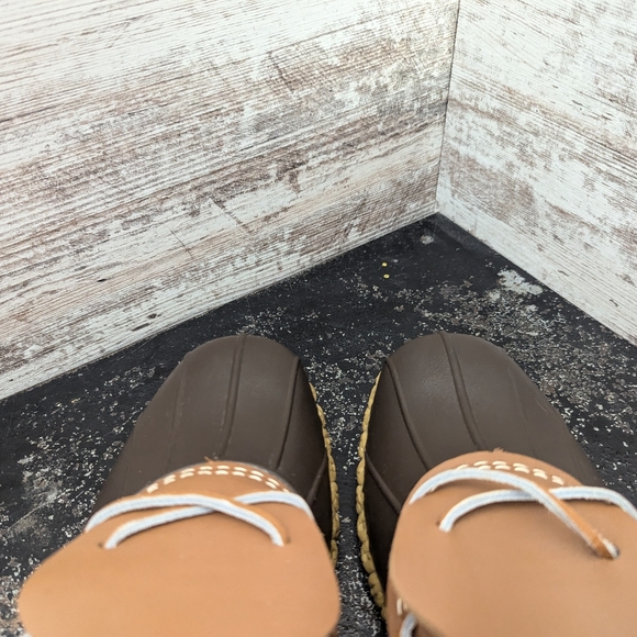 Mens L.L. Bean Duck Boots Sz 8 W Wide Used Brown Leather Muck Rubber Moc 2 - Picture 9 of 11